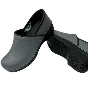 Bjork Professional Clogs Matte Gray Slip On Leather Women's 7 8 EU 38 39